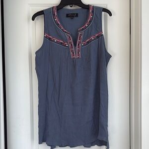 Cato Navy Embroidered Tank Top